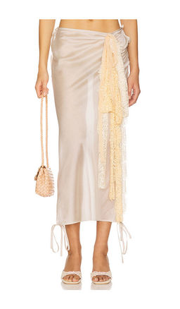 Milkwhite - Midi Skirt With Lace Detail