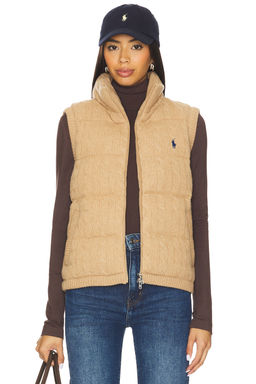 POLO RALPH LAUREN - Cable Knit Wool Cashmere Quilted Vest