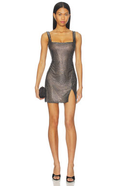 self-portrait - Rhinestone Mesh Mini Dress