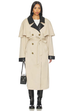 Weworewhat - Vegan Leather Trim Trench Coat