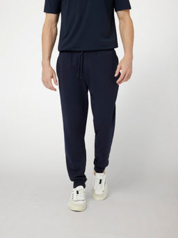 Guess - Navy Blue Cotton Blend Solid Regular Fit Joggers