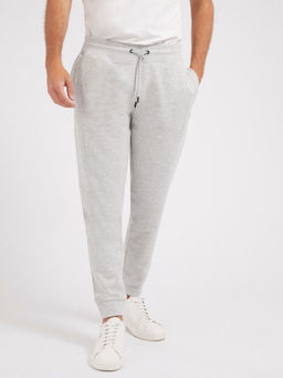 Guess - Grey Cotton Blend Solid Regular Fit Joggers
