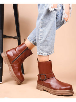 CLOG LONDON - Women Tan Buckle Boots