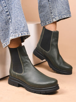 CLOG LONDON - Women Green Chelsea Boots