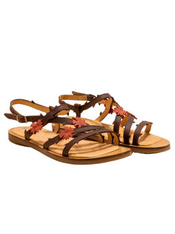 El Naturalista - Brown Embellished Leather Sandals