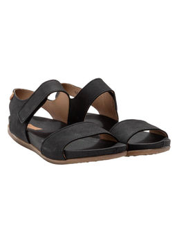 El Naturalista - Black Embellished Leather Sandals