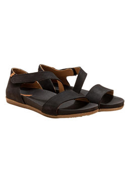 El Naturalista - Black Embellished Leather Sandals