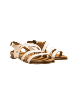 El Naturalista - White Embellished Leather Sandals