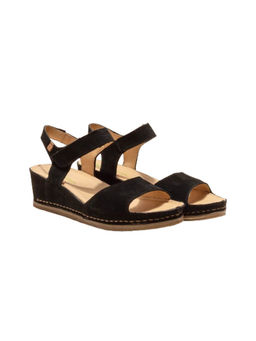 El Naturalista - Black Embellished Leather Sandals