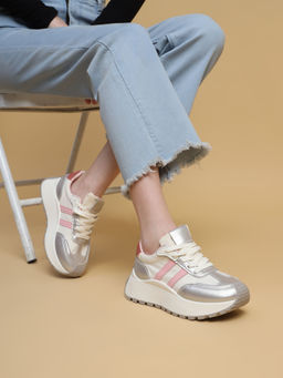 Truffle Collection - Pink Solid Casual Sneakers