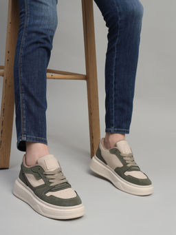 Truffle Collection - Green Solid Casual Sneakers