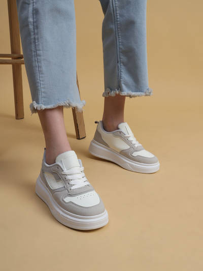 Grey Solid Casual Sneakers