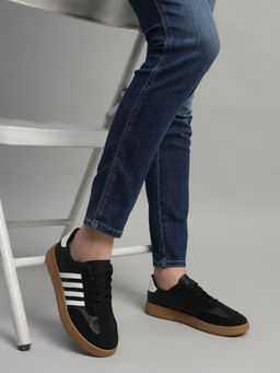 Truffle Collection - Black Solid Casual Sneakers