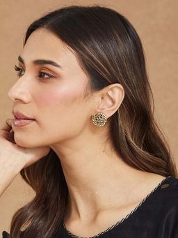 Fabindia - Women Green Metal Stud Earrings