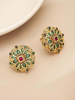 Fabindia - Women Green Metal Stud Earrings