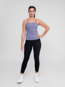 STRCH - Solid Regular Fit Sleeveless Round Neck Dusty Blue Tank Top