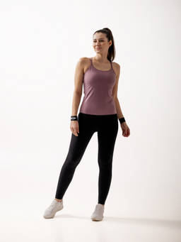 STRCH - Solid Regular Fit Sleeveless Round Neck mauve Tank Top