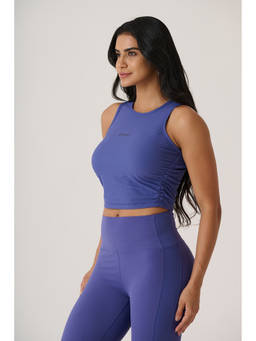 STRCH - Skipper Blue Solid Slim Fit Sleeveless Play Core Ribbed Tank Top