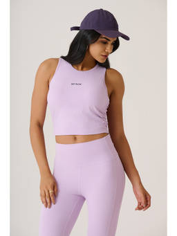 STRCH - Mauve Solid Slim Fit Sleeveless Play Core Ribbed Tank Top