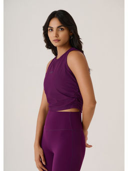 STRCH - Midnight Purple Solid Slim Fit Sleeveless Play Core Ribbed Tank Top