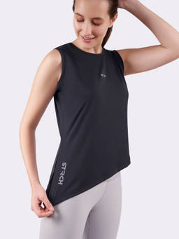 STRCH - Play Core Solid Regular Fit Sleeveless Black Tank Top