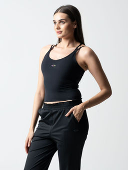 STRCH - Solid Regular Fit Sleeveless Round Neck Criss Cross Tank Top