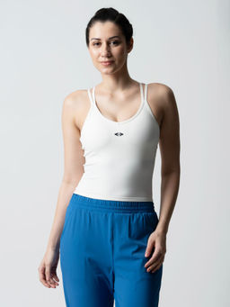 STRCH - Solid Regular Fit Sleeveless Round Neck Criss Cross Tank Top
