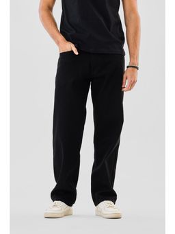 Snitch - Black Denim Baggy Fit Casual Jeans for Men