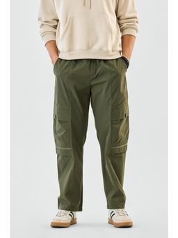 Snitch - Olive Solid Relaxed Casual Cargo Pants