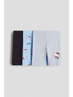H&M - Girls Grey 3-pack motif-detail cycling shorts