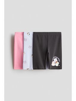 H&M - Girls Grey 3-pack motif-detail cycling shorts