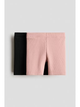 H&M - Girls Pink 2-pack ribbed cycling shorts