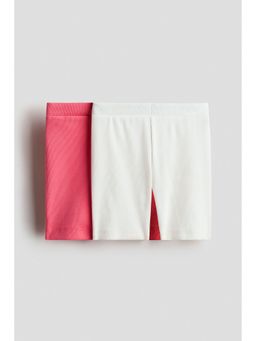 H&M - Girls Pink 2-pack ribbed cycling shorts