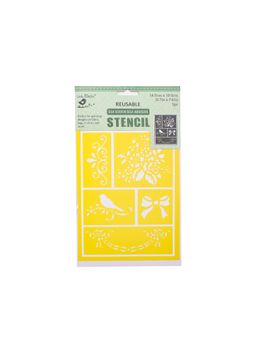 Little Birdie - Reusable Silk Screen Self Adhesive Stencil - Birdie Bouquet, 5.7inch X 7.6inch