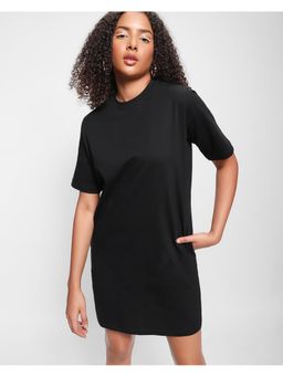 Bewakoof - Women's Black Oversized T-Shirt Dress