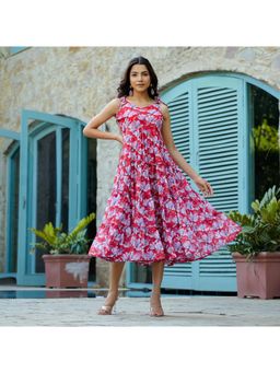 Noun - Diaz Red Floral Midi Sundress
