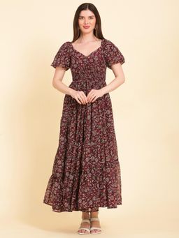 Noun - Everly Maroon Flared Maxi Dress