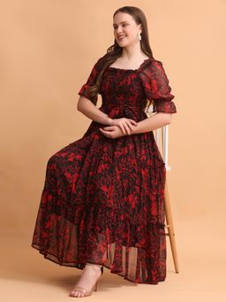 Noun - Medika Red Floral Maxi Dress