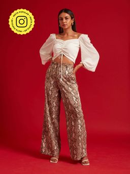 The Clothing Factory - Long Sleeve Front Rushed Tunnel Top White