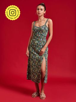 The Clothing Factory - Green Floral Slip Dress