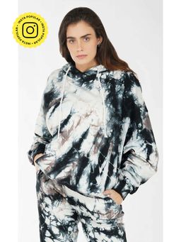 The Clothing Factory - Black-White Tie & Dye Over-Sized Hoodie