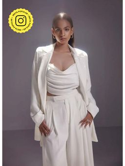 The Clothing Factory - Oversized Double Breasted Blazer-White
