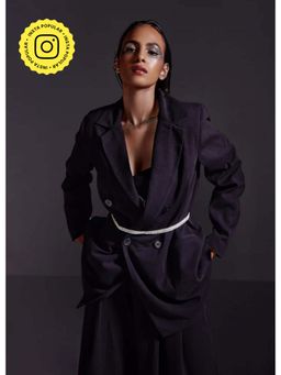 The Clothing Factory - Oversized Double Breasted Blazer-Black