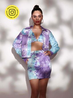 The Clothing Factory - Blue And Purple Tie & Dye Twill Overshirt