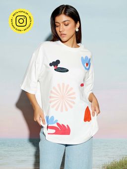 The Clothing Factory - Abstract Unisex Oversized White T-shirt