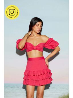 The Clothing Factory - Pink Off Shoulder Bow Top