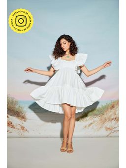 The Clothing Factory - Frill Sleeve Tiered Dress with Gathers