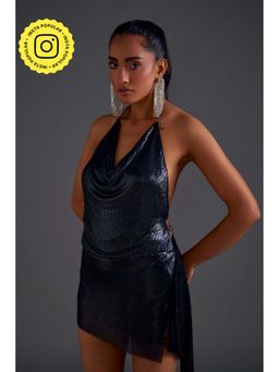 The Clothing Factory - Blue Cowl Chainmail Top