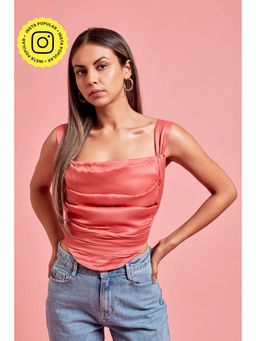 The Clothing Factory - Pink Cowl Satin Corset Top