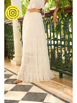 The Clothing Factory - Women Georgette White Gathered Maxi Skirt